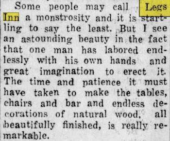 Legs Inn - July 1951 Article (newer photo)